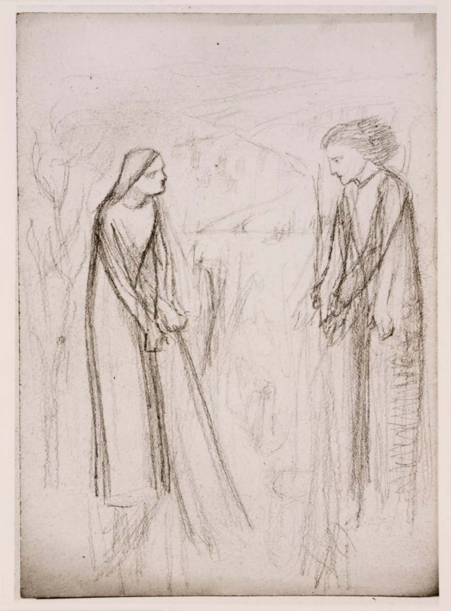Anunciación, posiblemente, c.1970-77 (fotografía en blanco y negro impresa en papel blanco) de Elizabeth Eleanor (1834 62) (after) Siddal