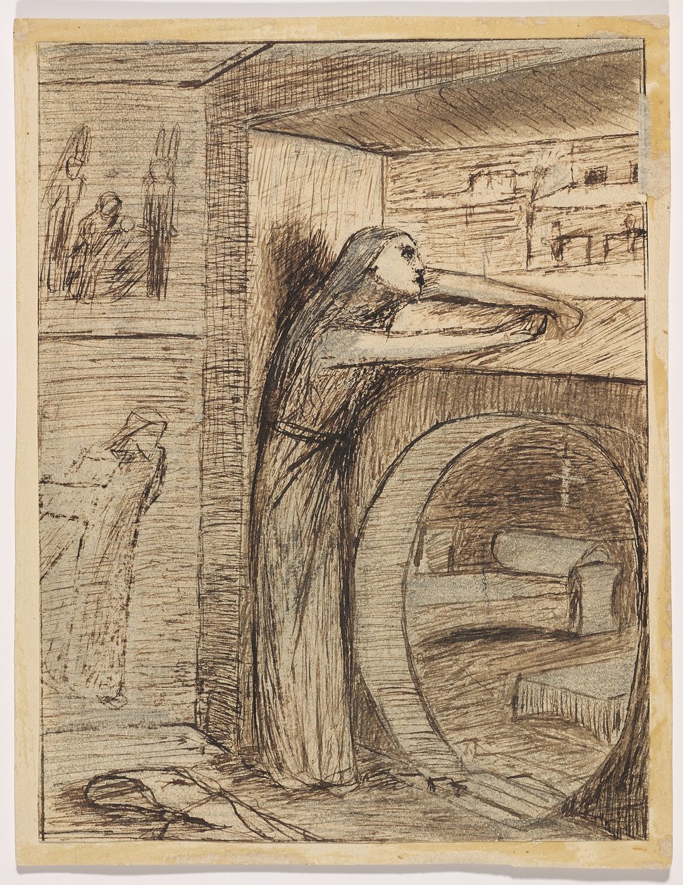 Víspera de Santa Inés (lápiz, pluma y tinta marrón) de Elizabeth Eleanor (1834 62) Siddal