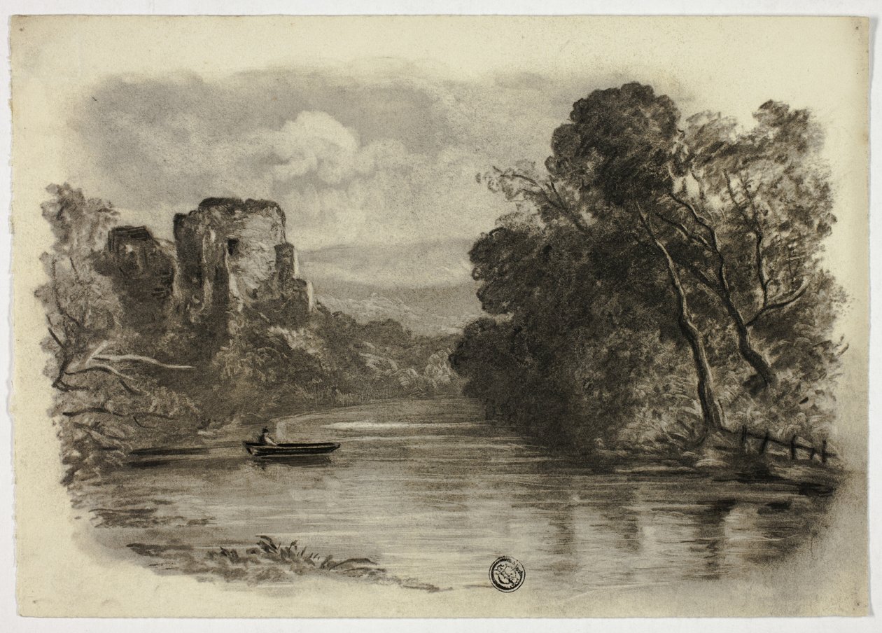 Río con Ruina de Castillo y Barco II de Elizabeth Murray