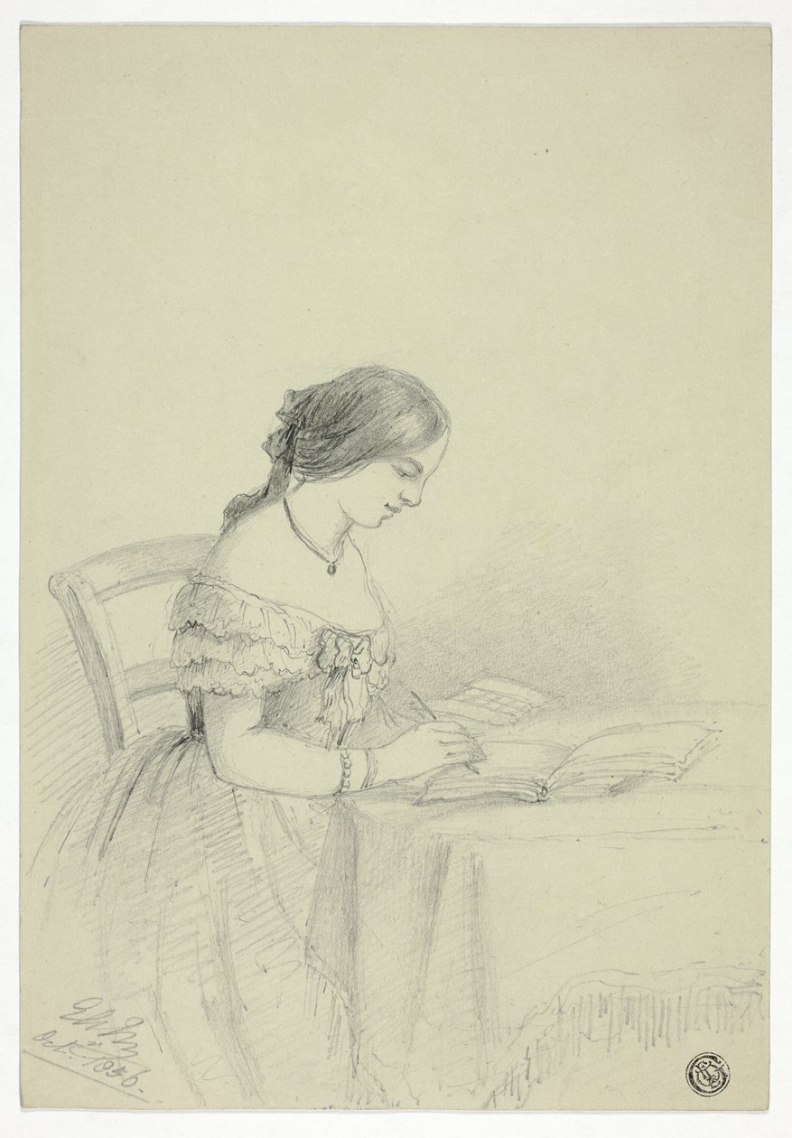 Mujer pintando con acuarela (posiblemente un autorretrato) de Elizabeth Murray