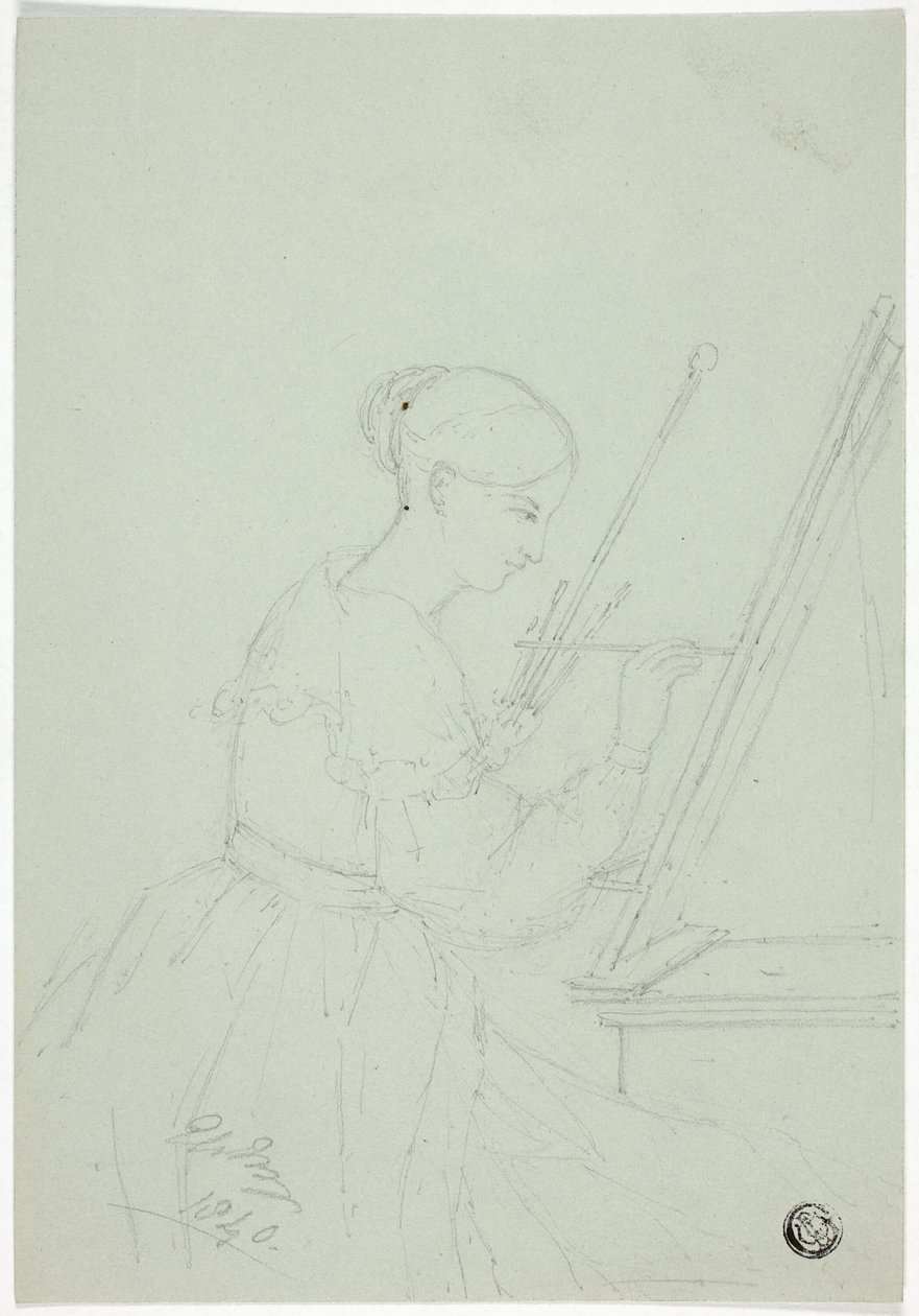 Joven mujer pintando (posiblemente un autorretrato) de Elizabeth Murray