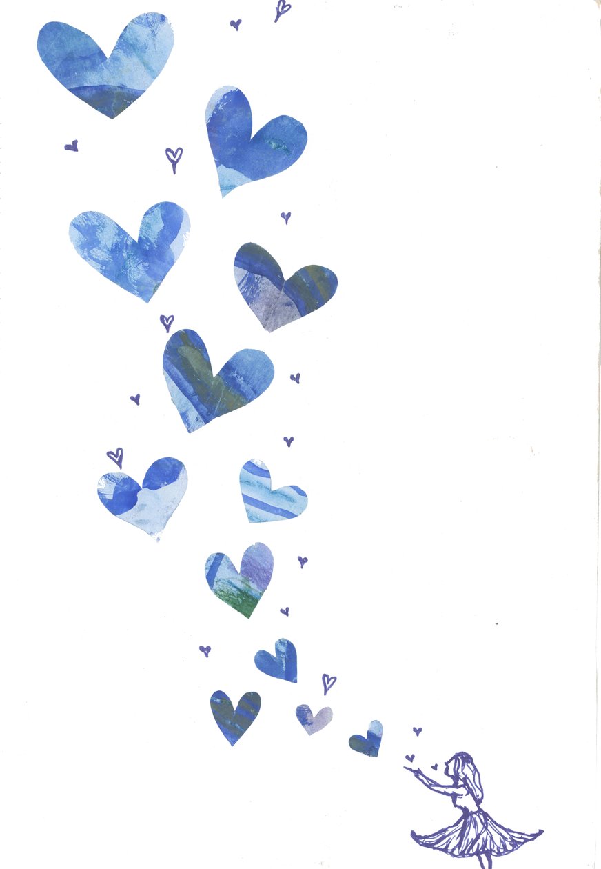 Soplando un beso, 2013 (acuarela y collage) de Elizabeth Rider
