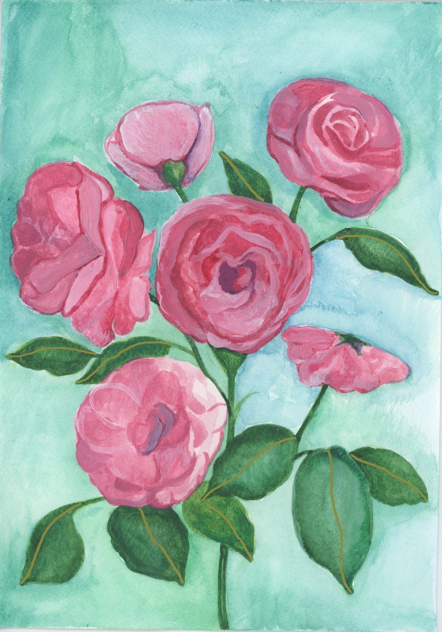 Rosas rosas, 2017 (acuarela) de Elizabeth Rider