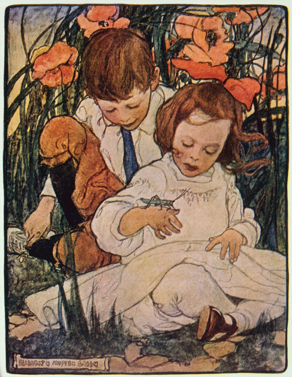 "Me llaman Simbad, el saltamontes", dijo a los niños en Outdoorland, publicado por D. Appleton  Co, Nueva York y Londres. de Elizabeth Shippen Green