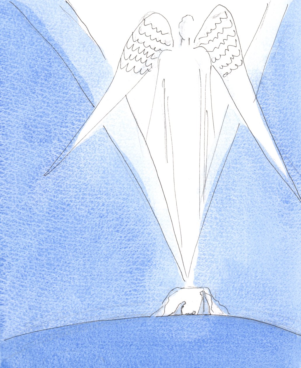 Un acontecimiento tan maravilloso como el nacimiento, en nuestro mundo, del Hijo de Dios encarnado no podía pasar desapercibido, 2005 (acuarela sobre papel) de Elizabeth Wang