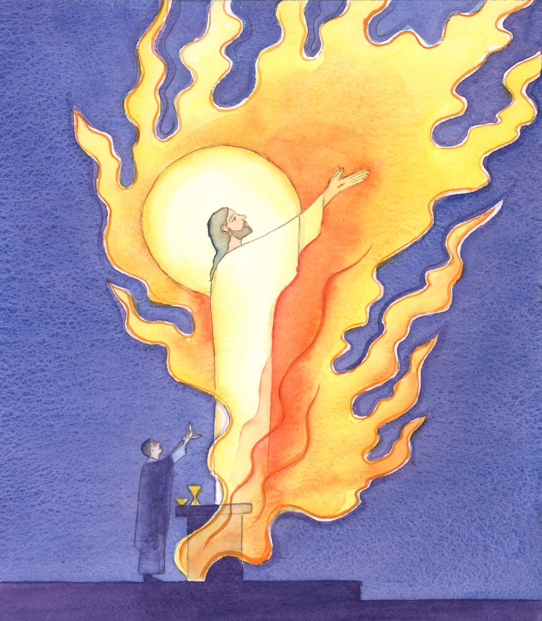 En la misa oramos con Cristo que se dirige al Padre en el ardiente amor del Espíritu Santo, 2000 de Elizabeth Wang