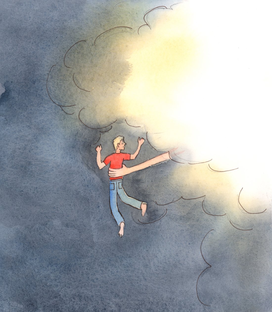 Por nosotros mismos, no podemos penetrar en la nube brillante que es la Divinidad, 2005 (acuarela sobre papel) de Elizabeth Wang