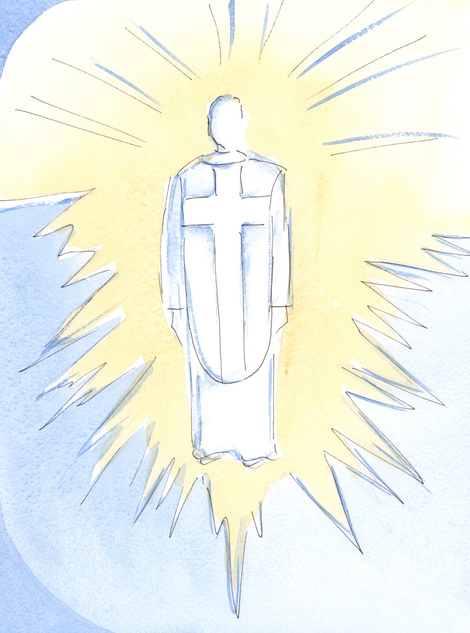 Cristo - casi insoportablemente deslumbrante, regio y poderoso - ahora reina en el cielo, verdadero hombre y verdadero Dios, nuestro Sumo Sacerdote de Elizabeth Wang