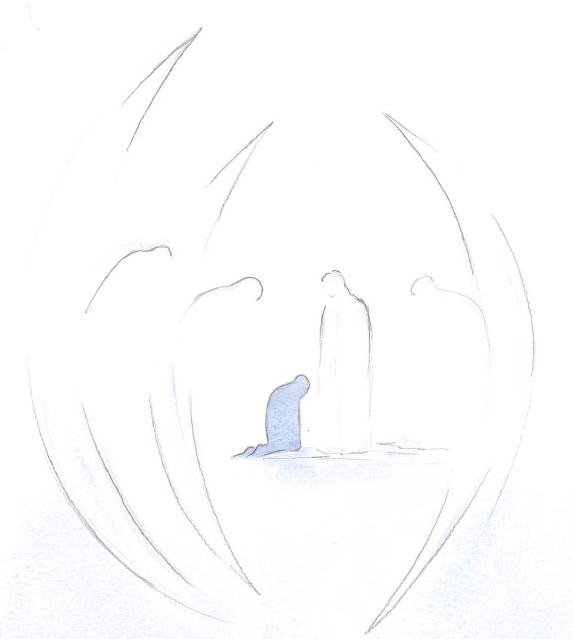 Vi cómo los santos ángeles se inclinan reverentemente ante la presencia de Cristo dentro del alma, en la Sagrada Comunión., 2000 de Elizabeth Wang