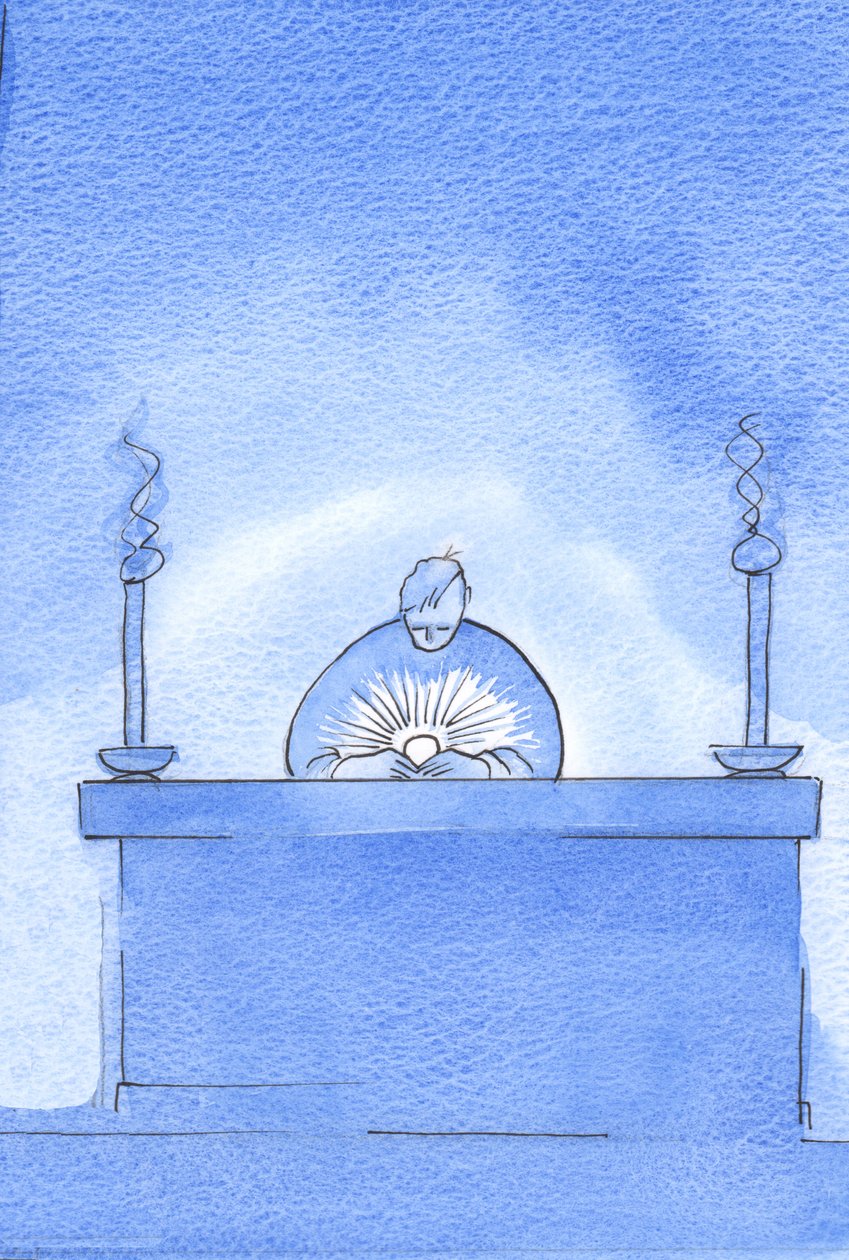 Vi rayos de luz emanando de la Sagrada Hostia: recordatorios de la Divinidad de Cristo y del origen de la imagen de la "Luz Radiante" de Elizabeth Wang