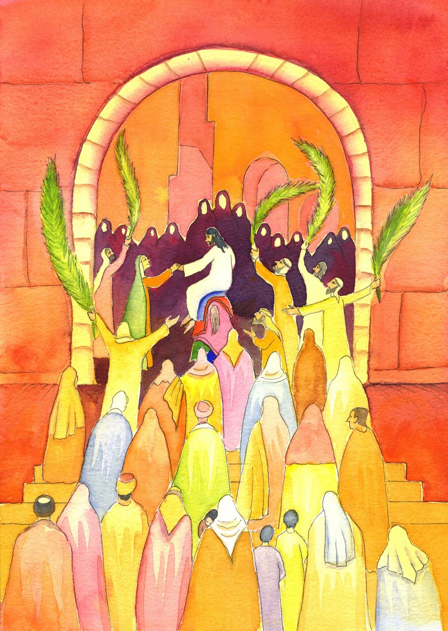 Jesús entra en Jerusalén en procesión (Domingo de Ramos), 2001 de Elizabeth Wang