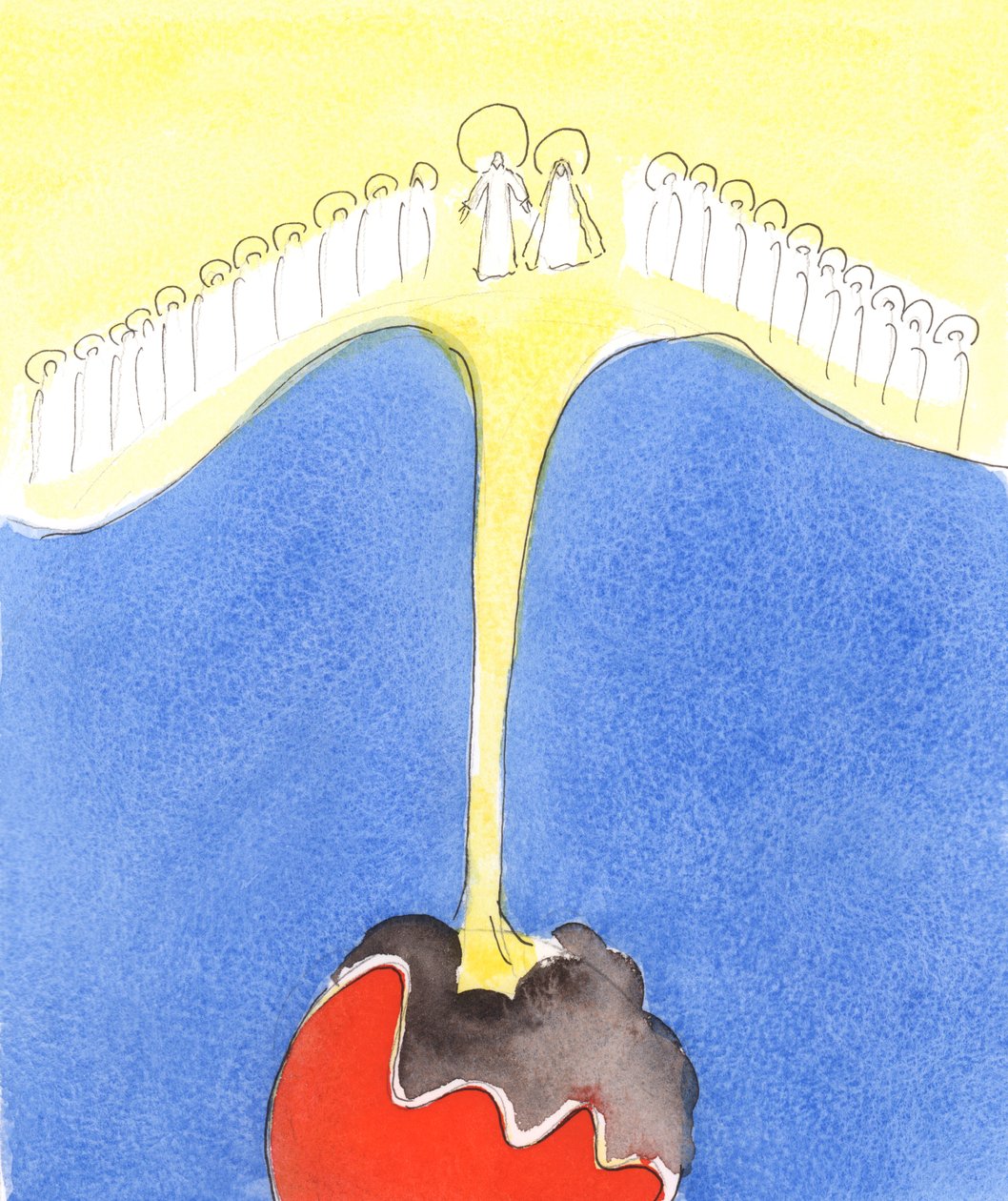 Only by the power pouroured down from Heaven to faithful souls, 2004 (acuarela sobre papel) de Elizabeth Wang