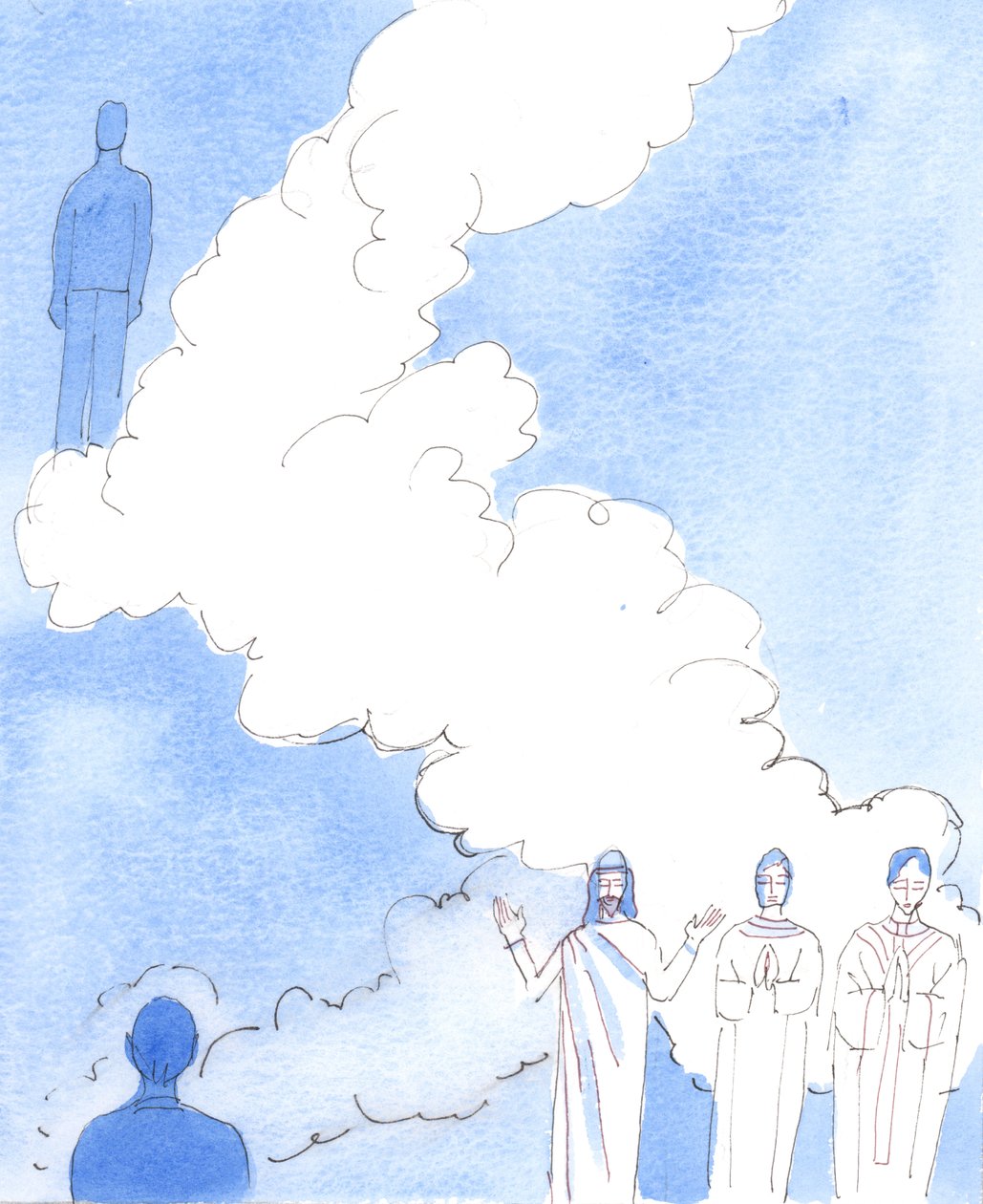 Nuestras oraciones, con las oraciones de los Santos (cuya intercesión buscamos), se elevan como incienso al Cielo, como ofrenda fragante que le es grata, 2005 (acuarela sobre papel) de Elizabeth Wang