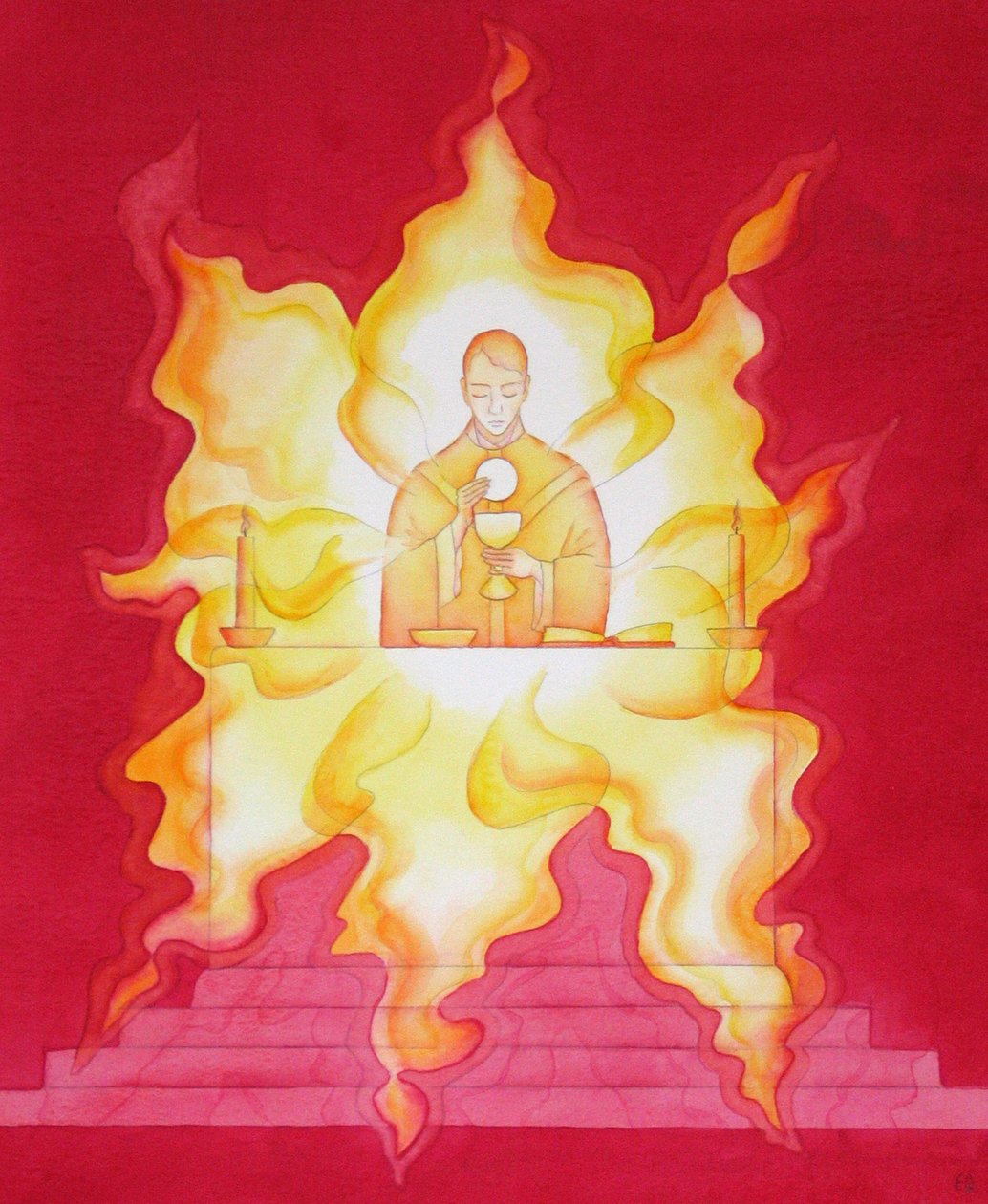 La Presencia de Jesús en la Eucaristía es como un fuego ardiente de gloria, 2001 de Elizabeth Wang