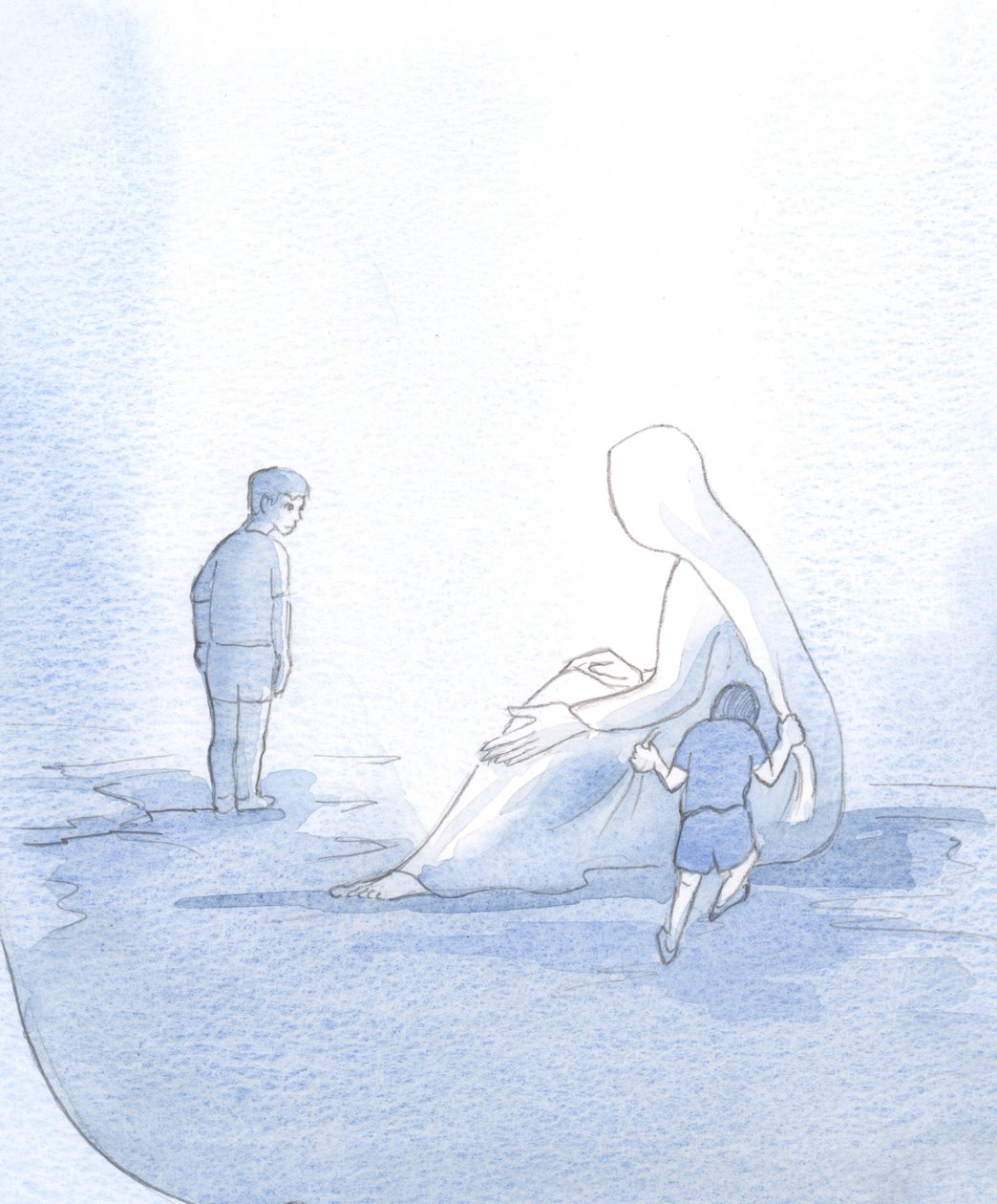 Para ilustrar nuestra relación con María, vi a un niño pequeño tirando ruidosamente, pero recibiendo consuelo; el otro niño, orgulloso y desconfiado, mantenía su distancia, por lo que carecía de su ayuda. de Elizabeth Wang