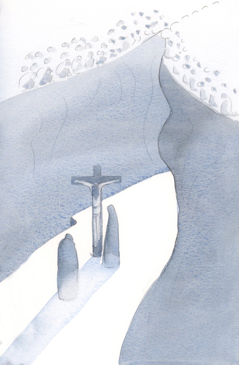¡Qué abismo se abre ante nosotros en la Misa, al ser parte del Único Sacrificio por el pecado, unidos a esa época pasada cuando Cristo en la Cruz nos salvó! de Elizabeth Wang