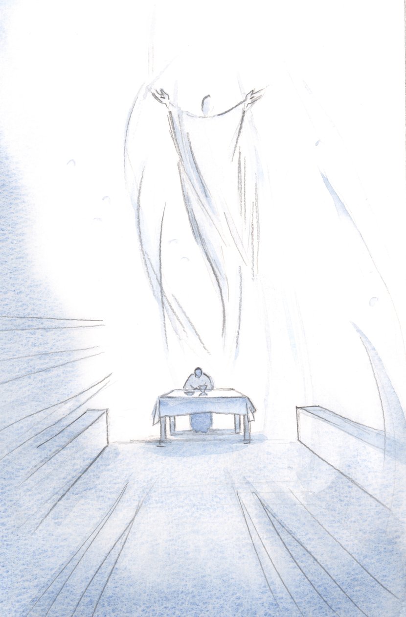 Qué festín es el Sacrificio de Cristo de Sí mismo en el Altar; Sus Ángeles están gozosos por la gloria de su Señor Resucitado de Elizabeth Wang