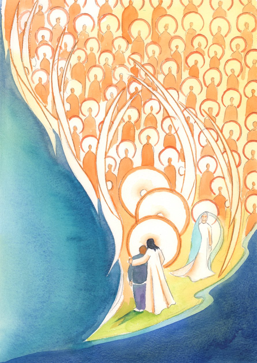Cada vez que rezamos en el nombre de Jesús, incluso en la oscuridad o la soledad, compartimos la vida de toda la compañía del cielo. de Elizabeth Wang