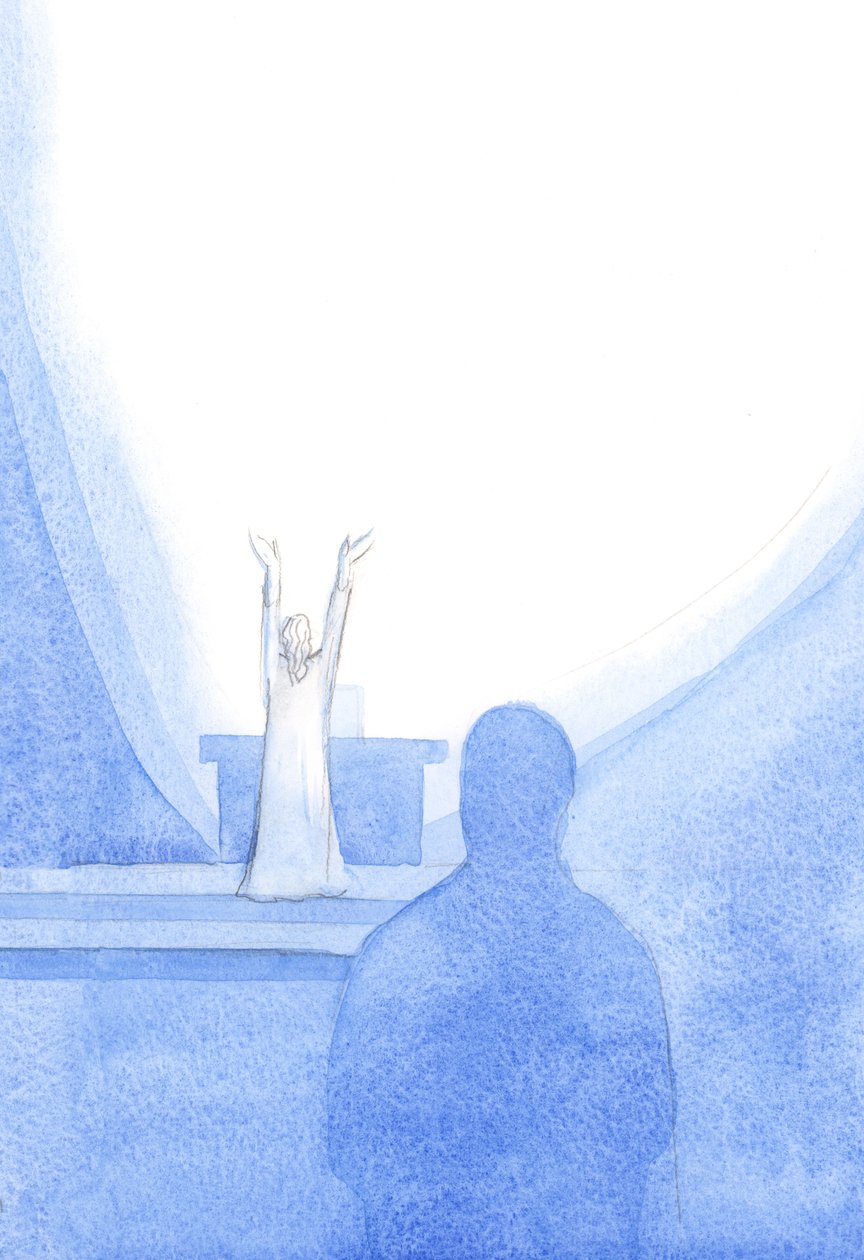 Cada vez que oramos al Padre, en el nombre de Cristo (unidos a las intenciones de Cristo) es como si el Cielo se abriera para recibirnos a nosotros y a nuestra oración, 2001 de Elizabeth Wang