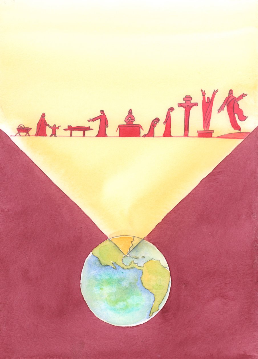 Dondequiera que se celebre la Misa, los presentes están presentes en toda la obra redentora de Cristo, lograda durante Su vida en la tierra e incluyendo Su muerte en la Cruz de Elizabeth Wang