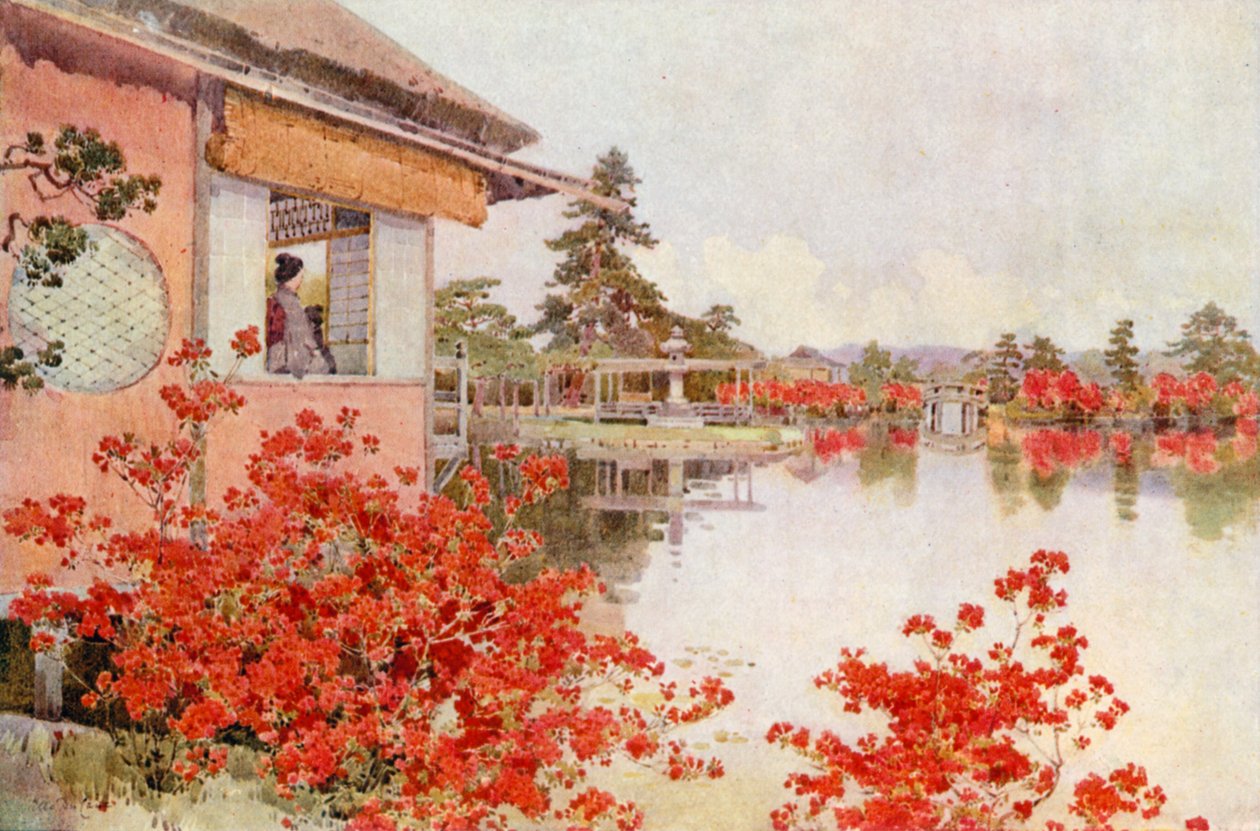 Azaleas, Nagaoka (litografía en color) de Ella Du Cane