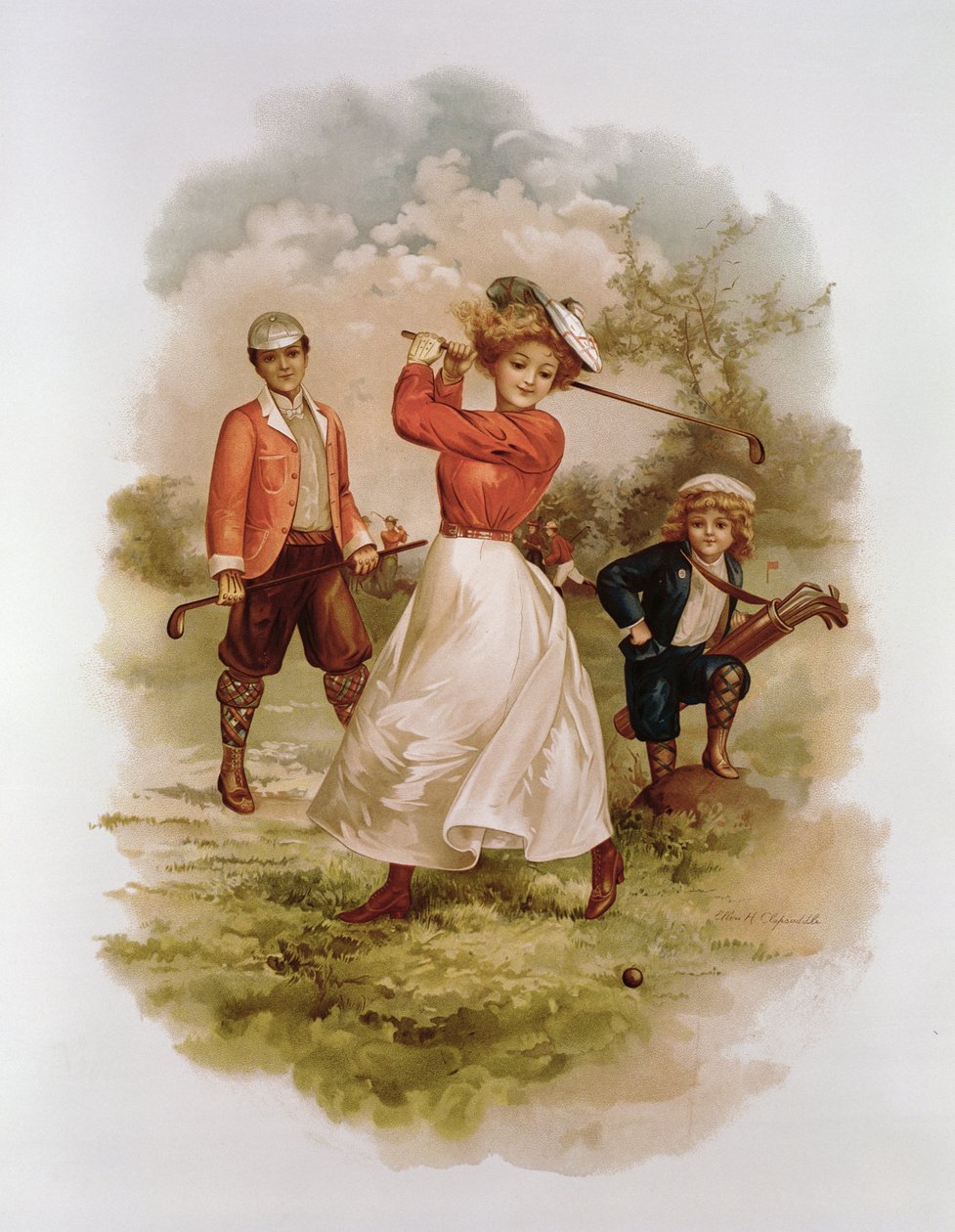 Jugando al golf de Ellen Hattie Clapsaddle