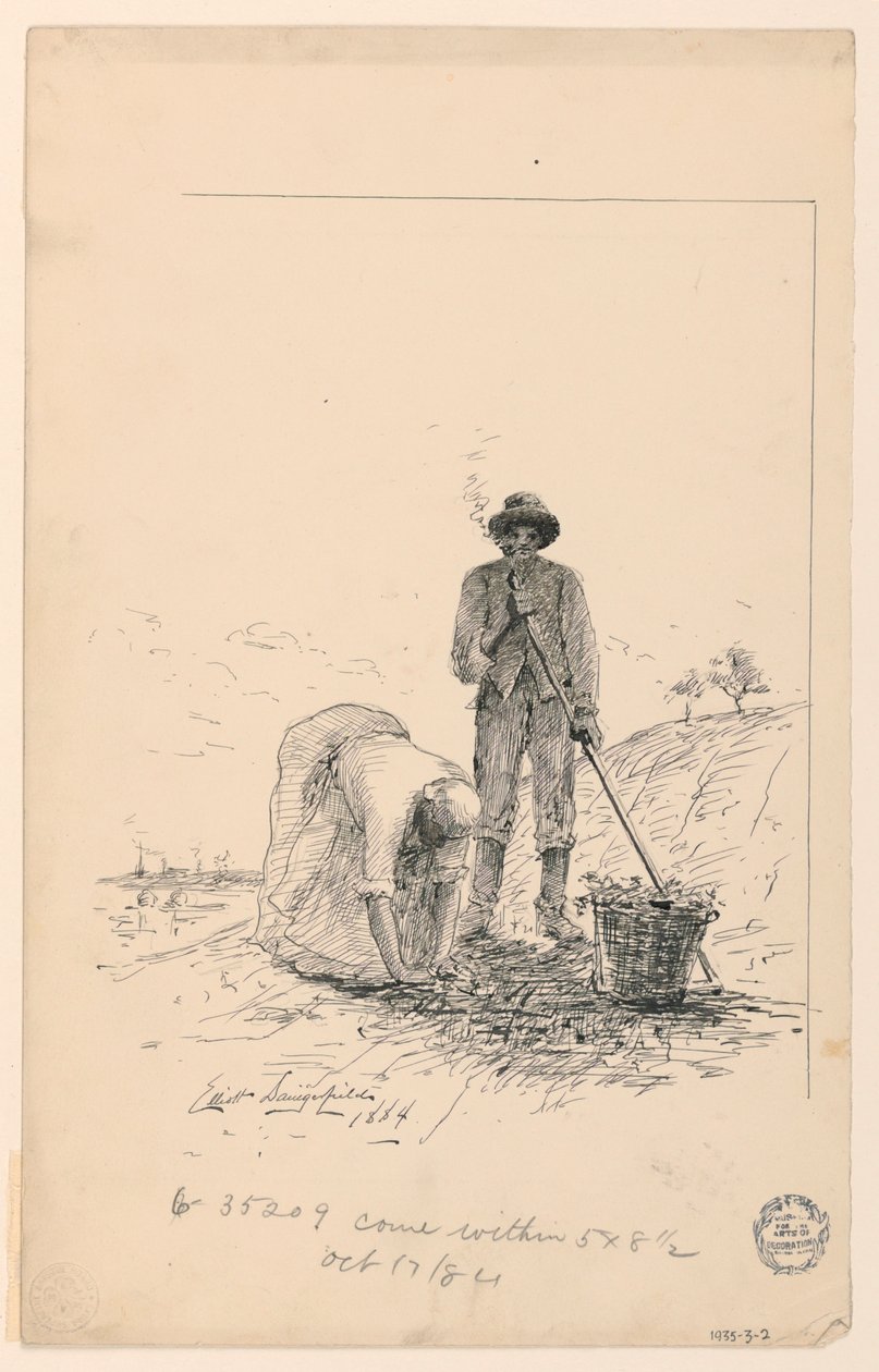 Hombre y mujer trabajando junto a un río de Elliott Daingerfield