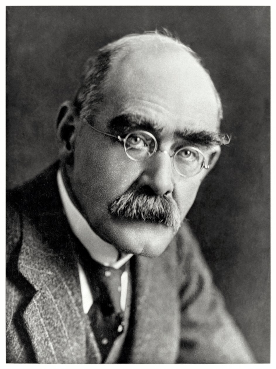 Rudyard Kipling (1865-1936) Escritor inglés recordado sobre todo por sus poemas, las "Just So Stories" y "The Jungle Book". de Elliott and Fry Photography Studio