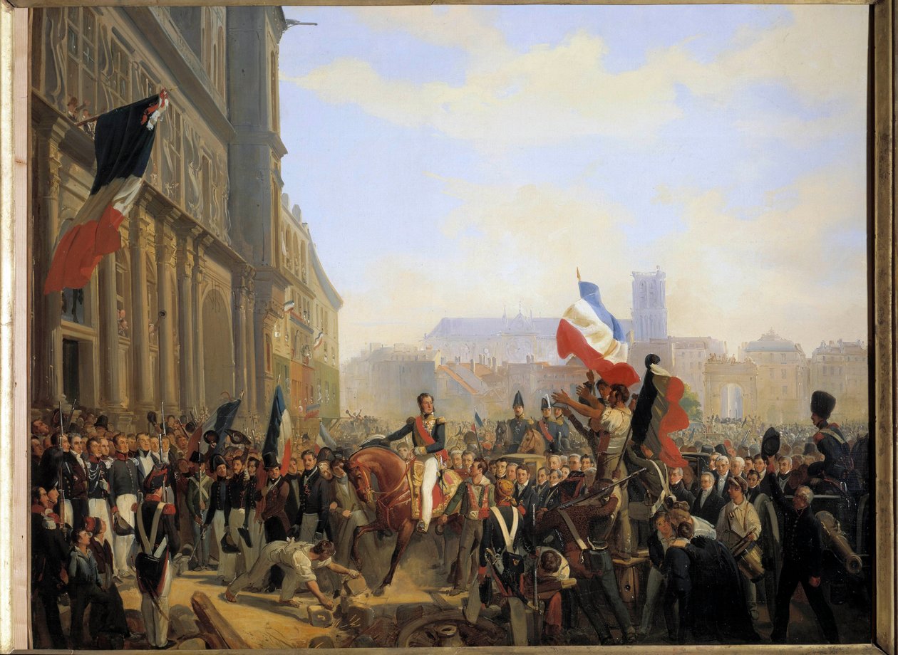 Revolución de julio de 1830: Luis Felipe, duque de Orleans, llegando al Ayuntamiento de París, 31 de julio de Eloi Firmin Feron