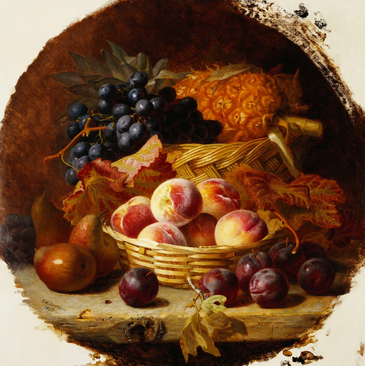 Melocotones, ciruelas, peras y piña, 1896 de Eloise Harriet Stannard