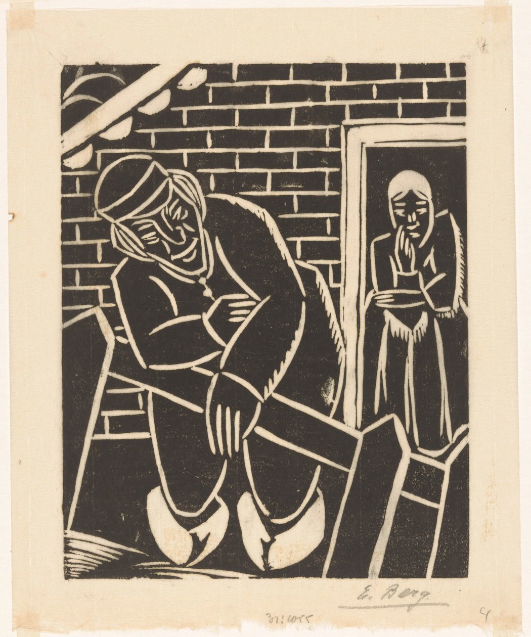 Agricultor frente a su casa de Else Berg (signed by artist)