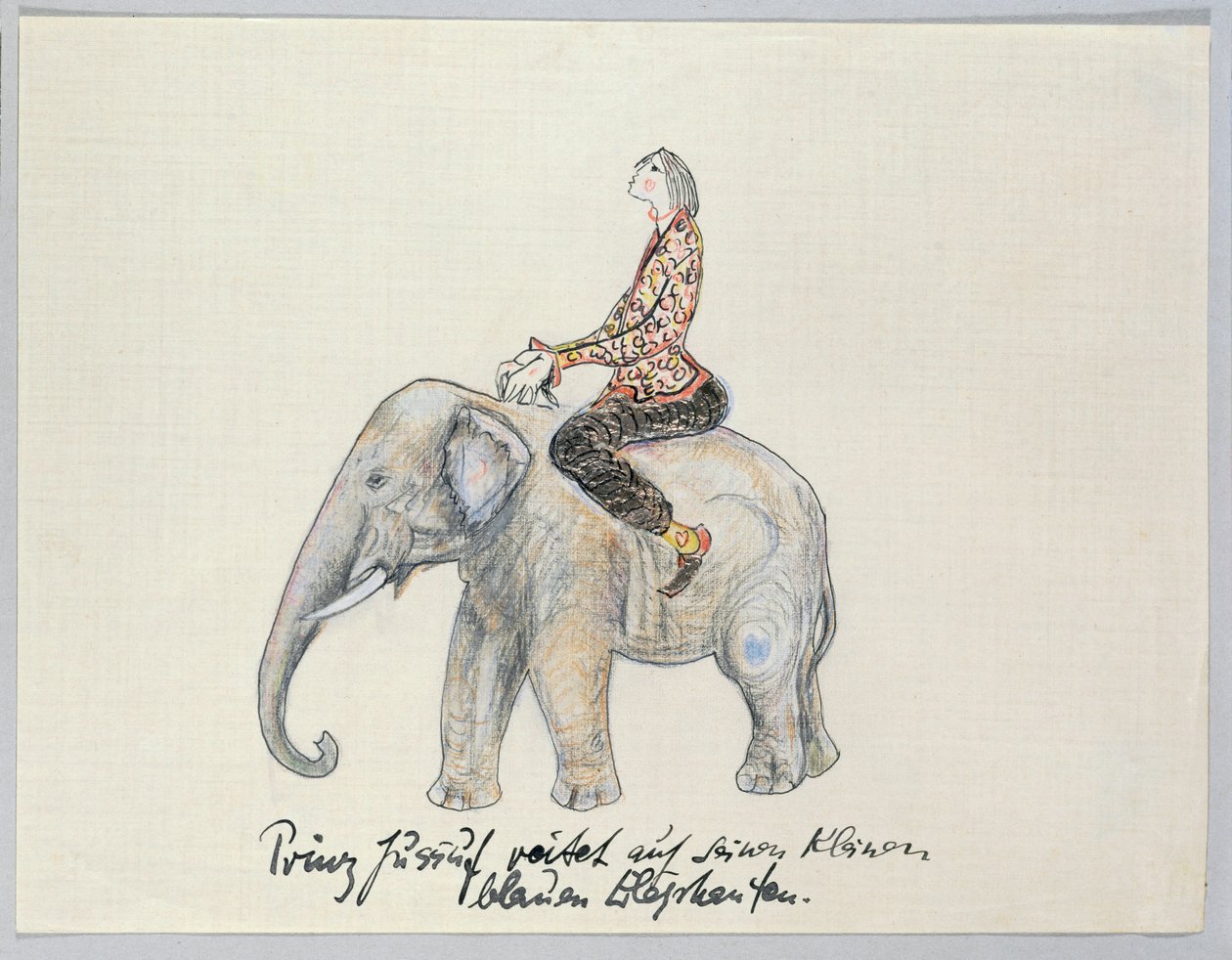 El príncipe Yussuf monta en su pequeño elefante azul ... de Else Lasker Schüler