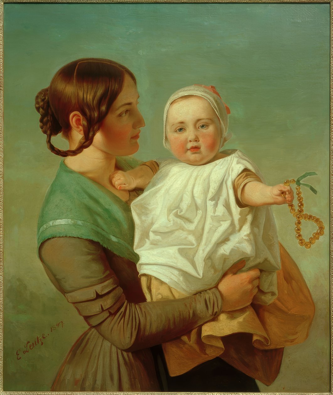 E.G.Leutze, El collar de ámbar (esposa e hija) de Emanuel Gottlieb Leutze