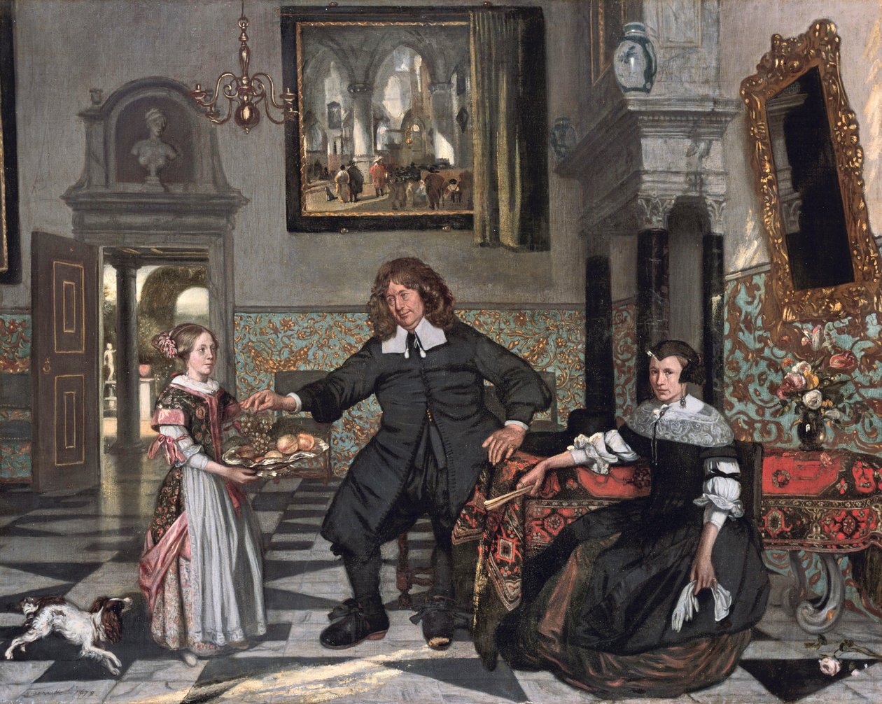 Retrato de una familia en un interior de Emanuel de Witte