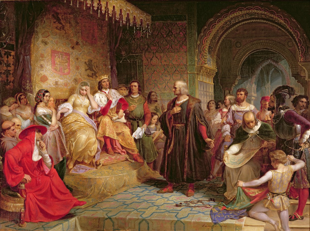 Colón ante la reina, 1843 de Emanuel Gottlieb Leutze