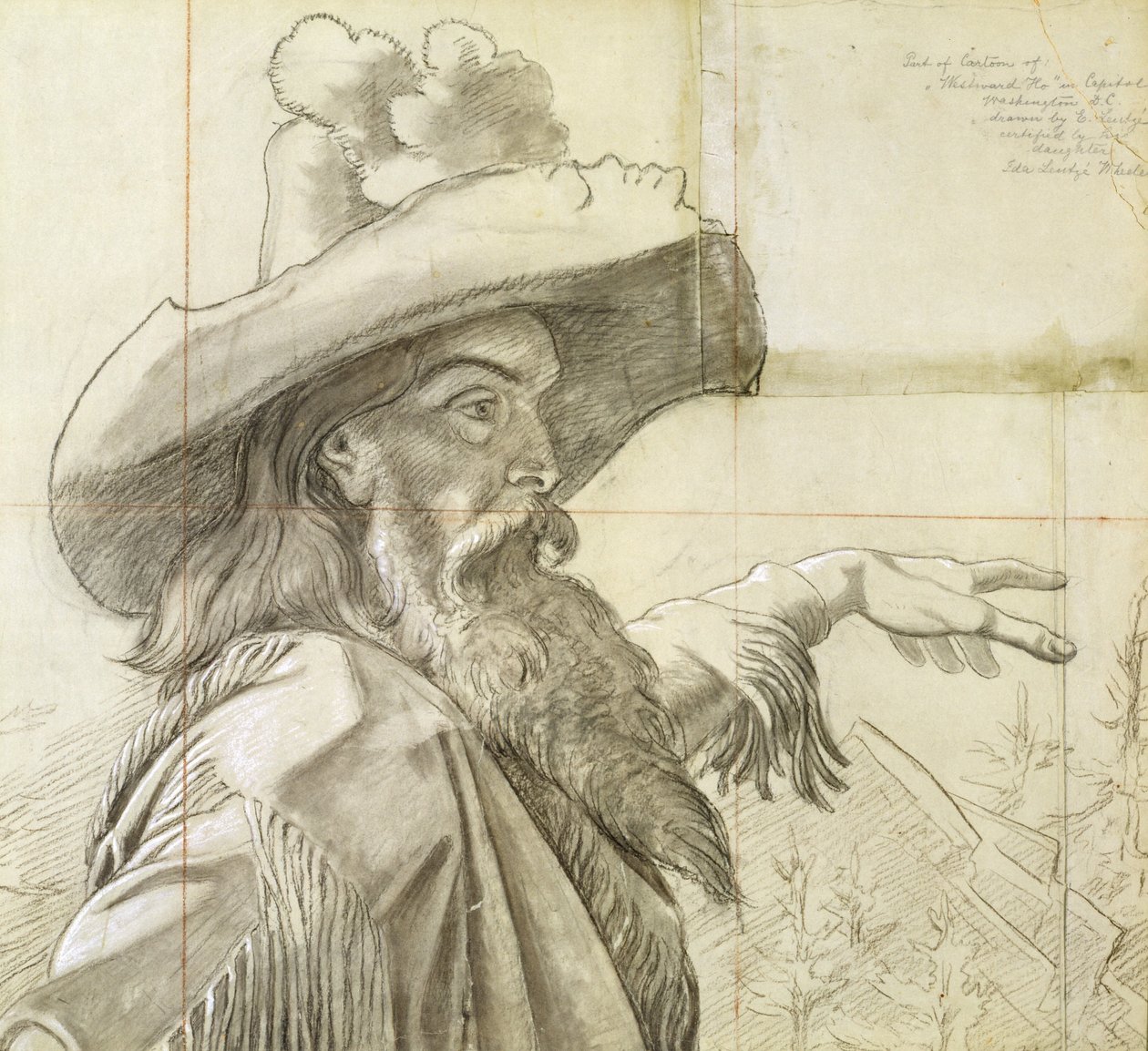 Detalle de la viñeta para el mural Westward the Course of Empire... de Emanuel Gottlieb Leutze
