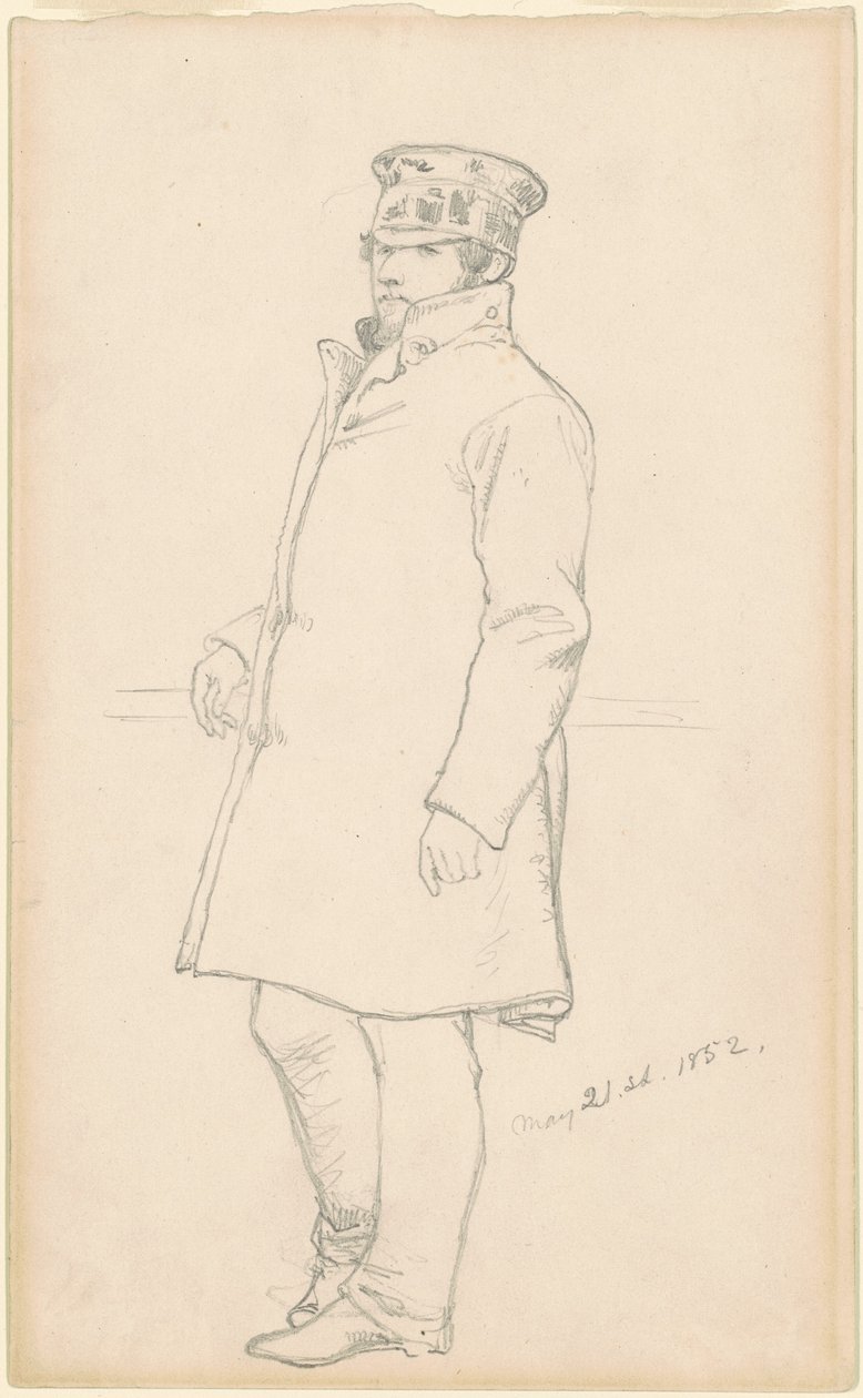 Hombre con gorra y abrigo de Emanuel Gottlieb Leutze