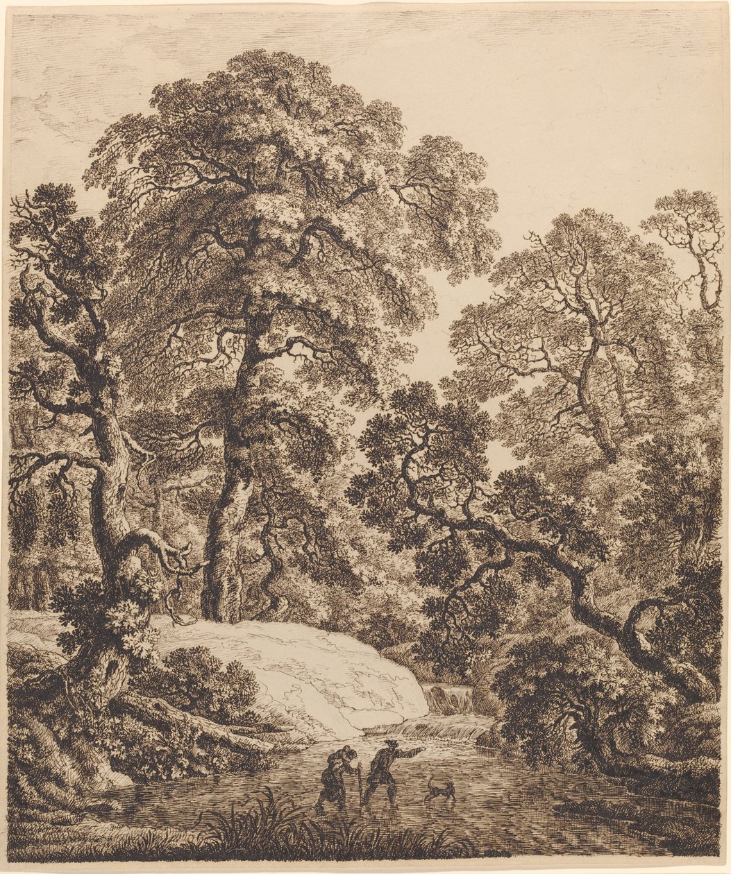 Un Bosque de Robles con una Familia de Viajeros de Emanuel Steiner