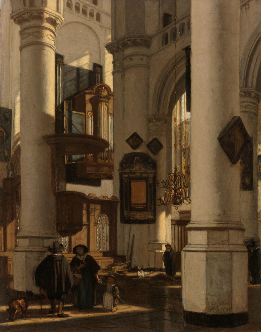 Interior de una iglesia protestante, gótica, con un sepulturero en el coro
Interior de una iglesia gótica protestante con motivos de la Iglesia Vieja y Nueva de Ámsterdam de Emanuel de Witte