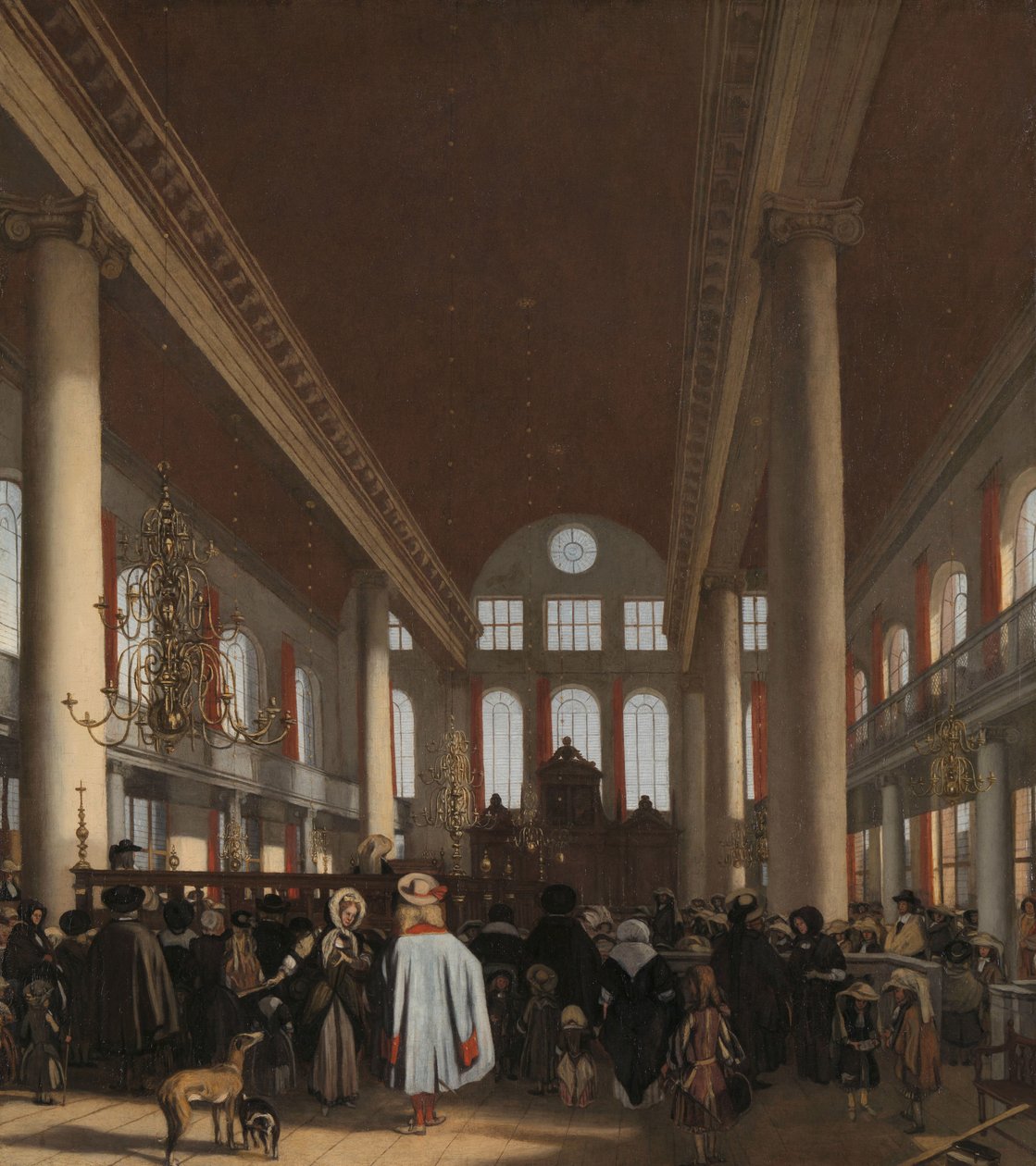 Interior de la Sinagoga Portuguesa de Ámsterdam de Emanuel de Witte