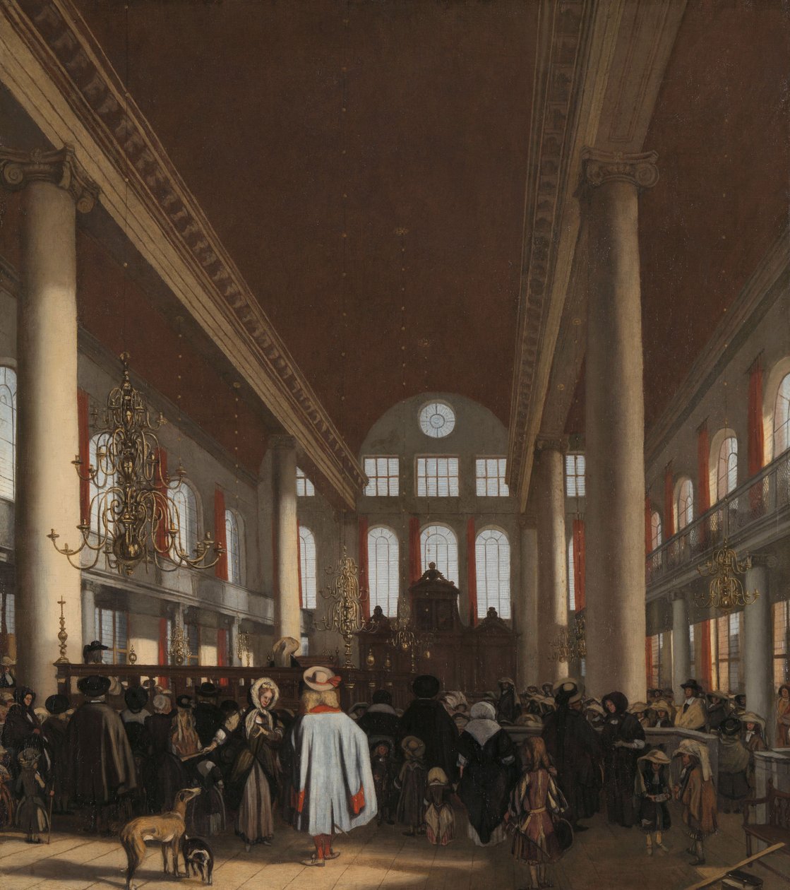 Interior de la Sinagoga Portuguesa en Ámsterdam, 1680 de Emanuel de Witte