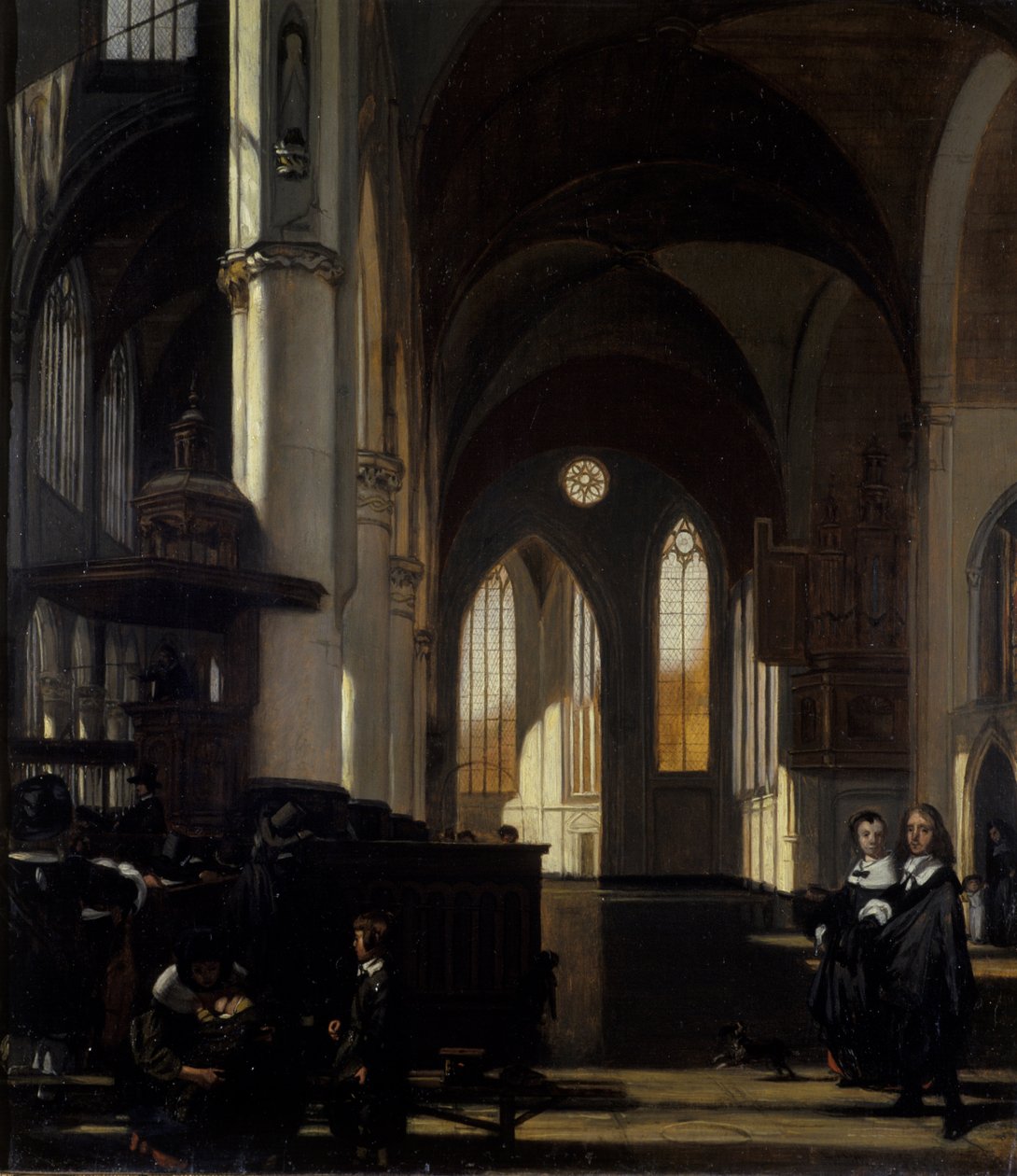 El interior de una iglesia gótica de Emanuel de Witte