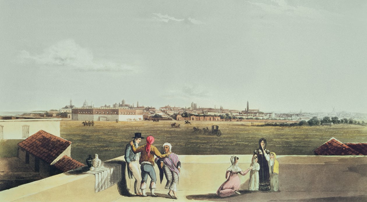 Vista general de Buenos Aires desde la Plaza del Toros, de Ilustraciones pintorescas de Buenos Aires y Montevideo, 1820 de Emeric Essex after Vidal