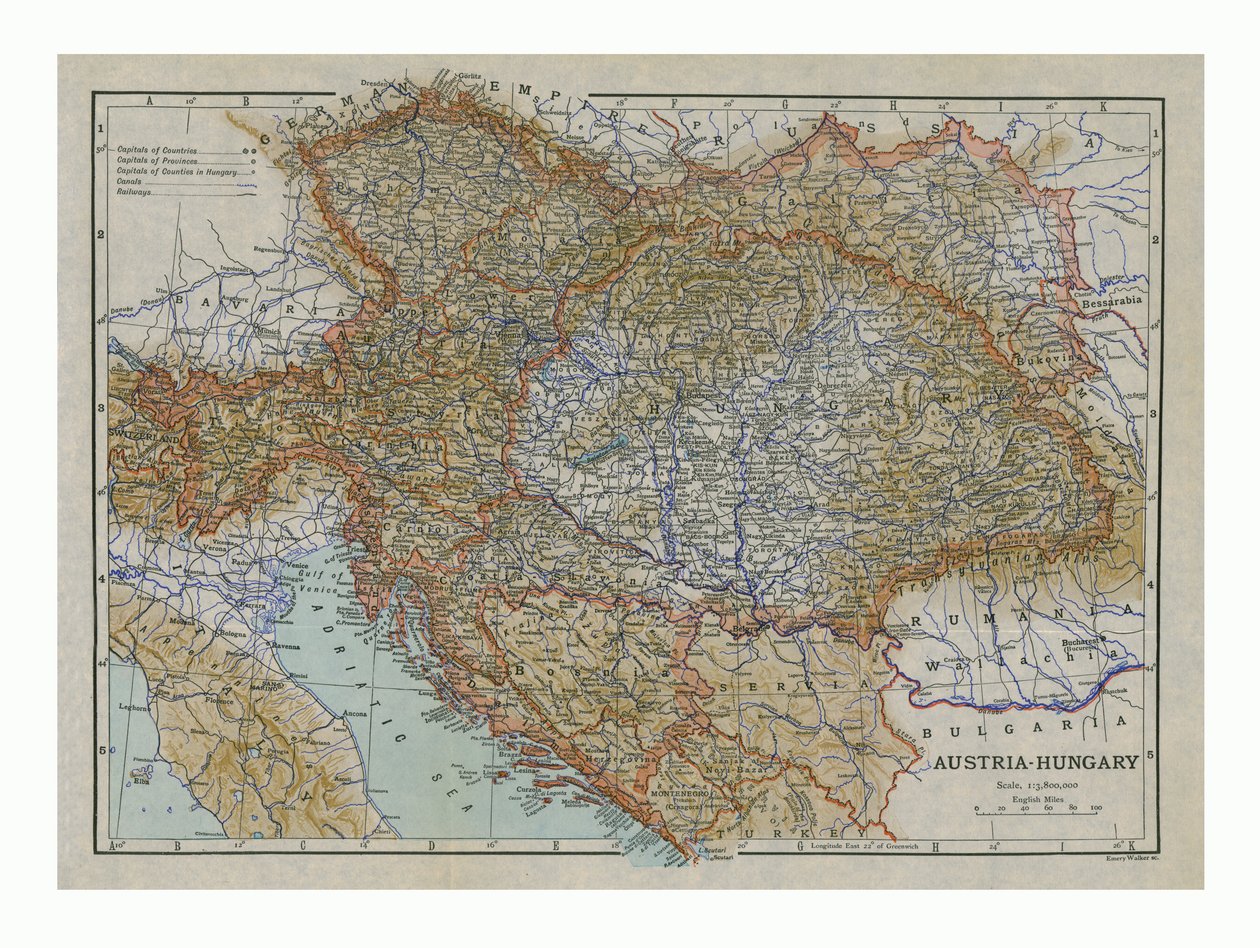 Mapa de Austria-Hungría, c. 1910 de Emery Walker