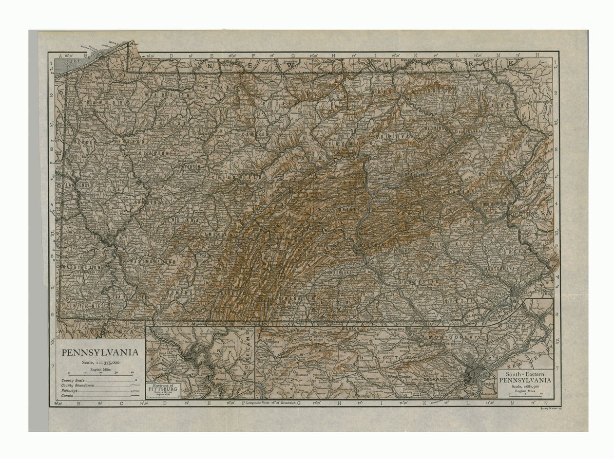 Mapa de Pensilvania, 1910 de Emery Walker