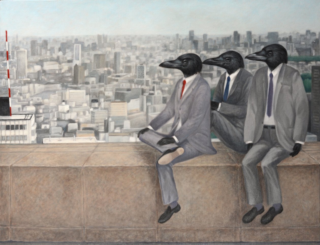 Tres cuervos, 2010 (óleo sobre lienzo) de Emiko Aida