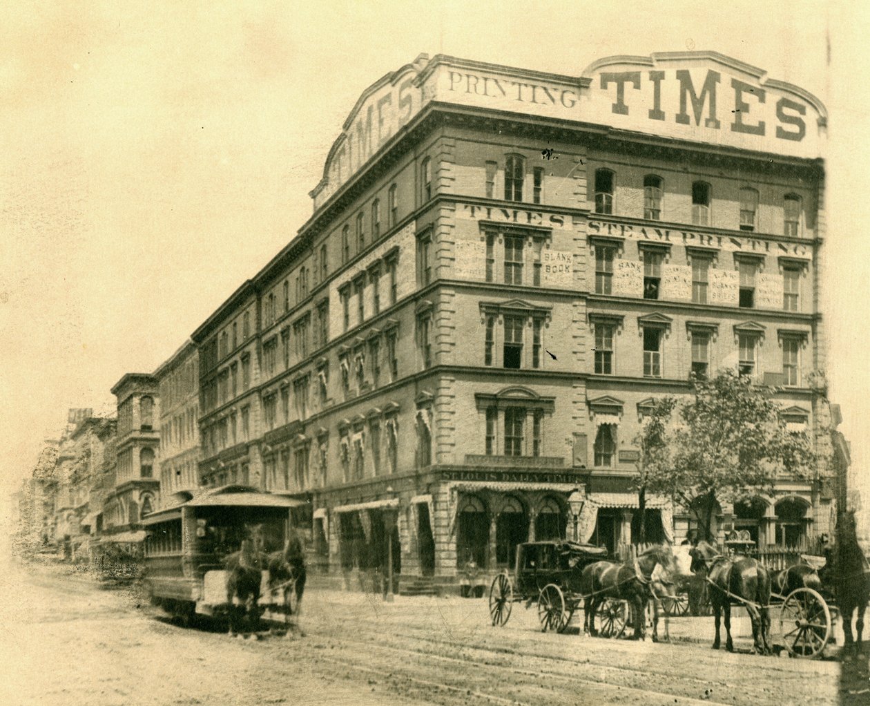 Edificio del St. Louis Daily Times en la esquina noreste de Broadway y Chestnut Street de Emil Boehl