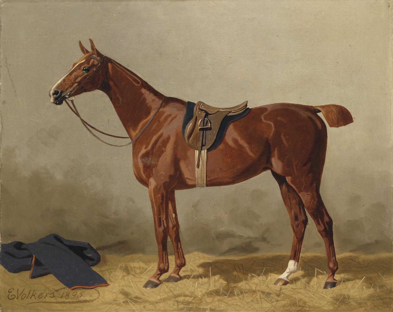 Caballo deportivo ensillado de Emil Volkers