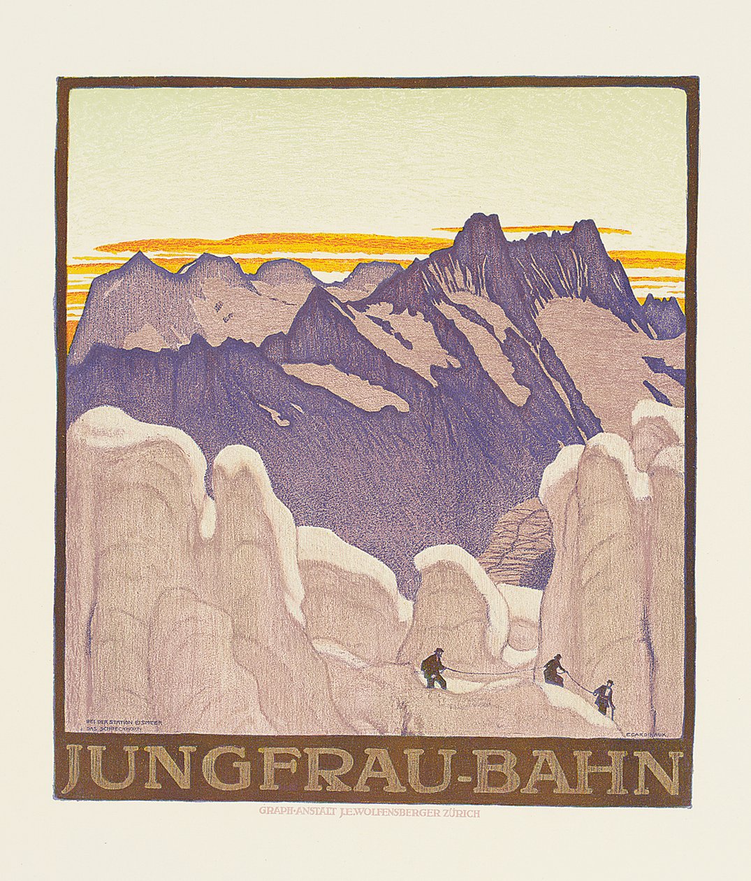 Jungfrau-Bahn, póster publicitario del ferrocarril de montaña Jungfrau de Emil Cardinaux