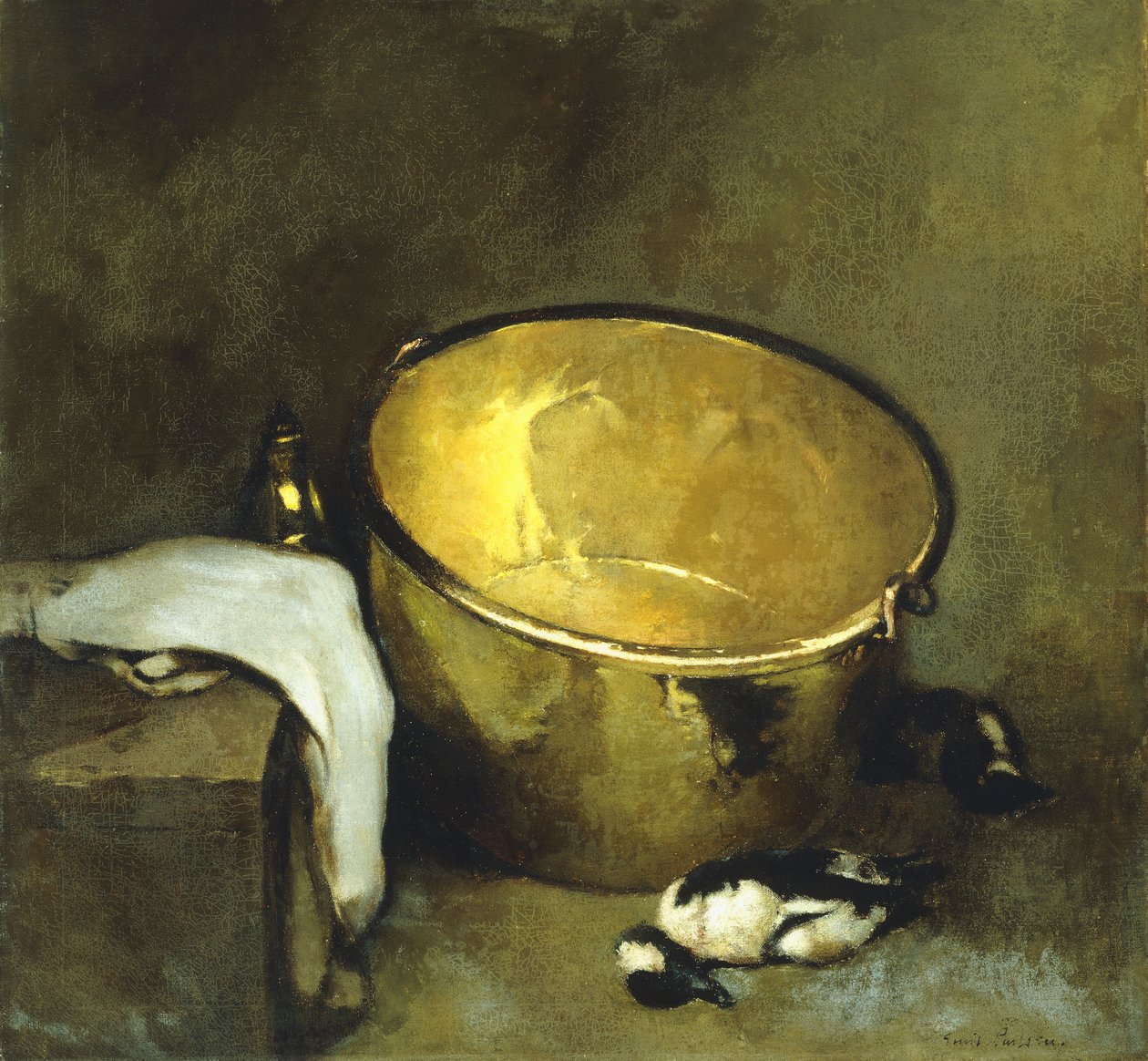 Naturaleza muerta con olla de latón de Emil Carlsen